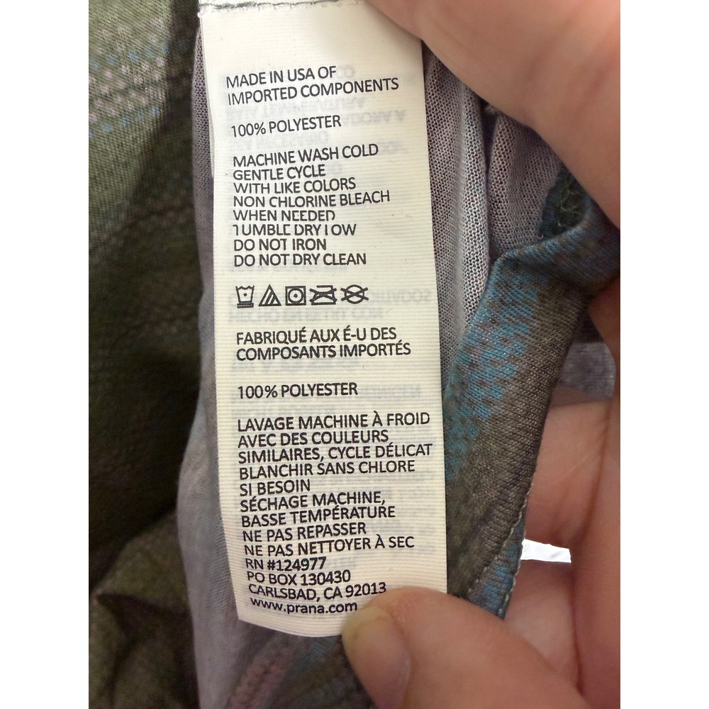 Prana Women's Top Baseball Portfolio V Neck Top Cargo Green Tribe Tribal Print - Picture 8 of 11